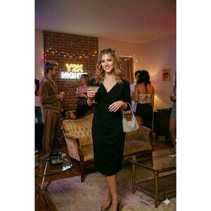 Vintage Y2K sz. 4 Small Diane Von Furstenberg Black Stretch Women's Party Dress